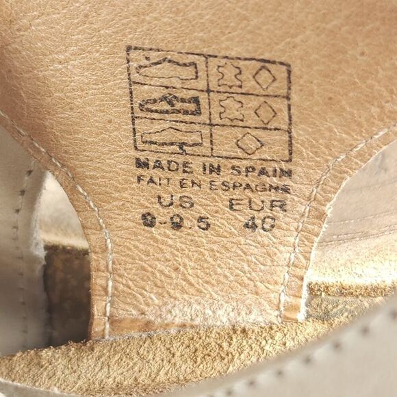 Taos Women’s Julia US9-9,5 Beige Leather Woven Cork Wedge Strappy Sandals - Picture 11 of 16